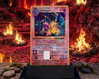2X Charizard Poke Style Credit Card Small Chip STICKER (Holographic) 2PACK