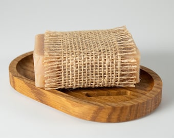 Wooden Soap Dish, Slotted pill shaped soap holder handmade from White Oak