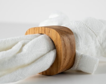 Napkin Rings White Oak Napkin Rings, Squircle, Set of 4