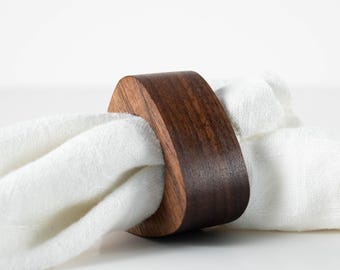 Napkin Rings Wood Table Decor Housewarming Gift For Friend Gift Table Setting Napkin Holder Walnut Set of 4