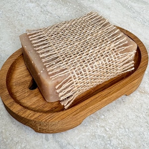 Wooden Soap Dish, Slotted pill shaped soap holder with legs, Handmade from White Oak