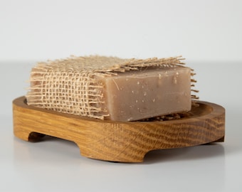Wooden Soap Dish, Slotted pill shaped soap holder with legs, Handmade from White Oak