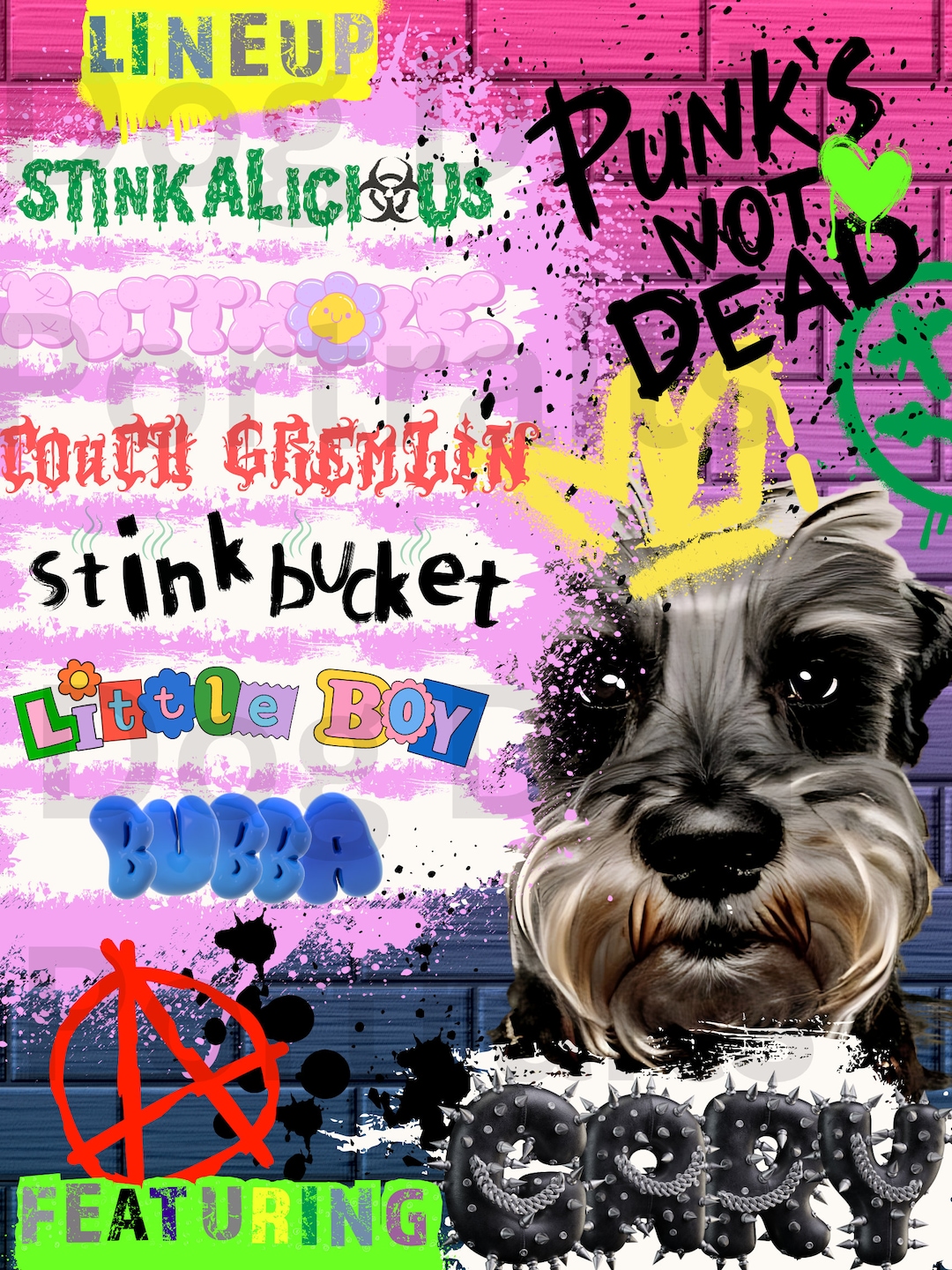 Custom Punk Show Flyer Pet Nicknames Portrait Etsy