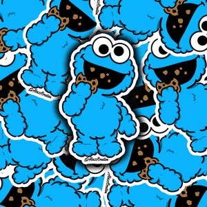 Baby Krümelmonster & Krümel Aufkleber - 3 Zoll Die Cut Vinyl - Wasserfest und glänzend - Sesamstraße Aufkleber - Süße Kinder Aufkleber