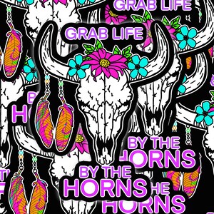 Cow Skull Vinyl Sticker: Western Style, Waterproof, Glossy - 3 inch