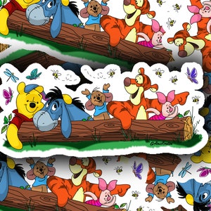 Adhesivo de vinilo troquelado: vinilo, resistente al agua y brillante, 4 pulgadas, personaje: Winnie the Pooh, Piglet, Eeyore, Tigger, Roo, Winnie and Friends Tree