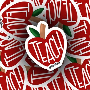 Die Cut Vinyl-Aufkleber: Vinyl / wasserdicht / glänzend - 3-Zoll-Aufkleber - Lehrer-Aufkleber - Niedlich, Spaß - Klassenzimmer-Aufkleber - Teach Apple