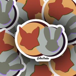 Die Cut Vinyl Sticker: Vinyl/Waterproof/Glossy - 3-inch - Character - Disney - Zootopia - Nick, Judy - Orange Fox - Gray Rabbit - Cop & Jr