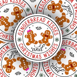 Die Cut Vinyl Sticker: Vinyl/Waterproof/Glossy - Christmas - Winter - Gingerbread Kisses