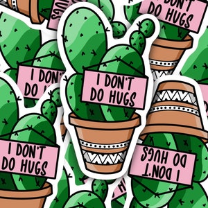 Adhesivo de vinilo troquelado: vinilo, resistente al agua, brillante, planta, cactus, no abrazos