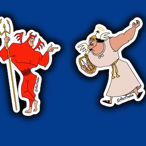 Pegatina de vinilo troquelado: vinilo/impermeable/brillante - 7,6 cm - Personaje - El Emperador y sus Locuras - Kronk - Ángel y demonio de Kronk - Set 2