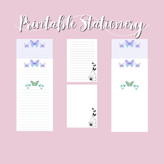 Printable Stationery Instant Download Digital Butterfly - Etsy