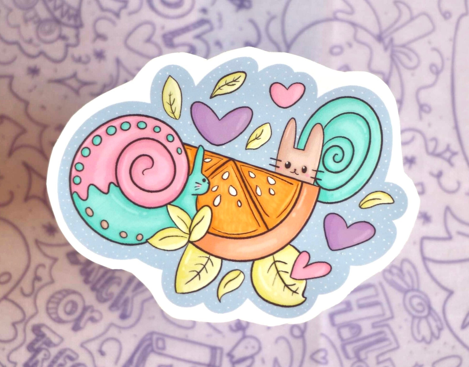 Set of 6 Lovely Snails Vinyl Sticker Etsy