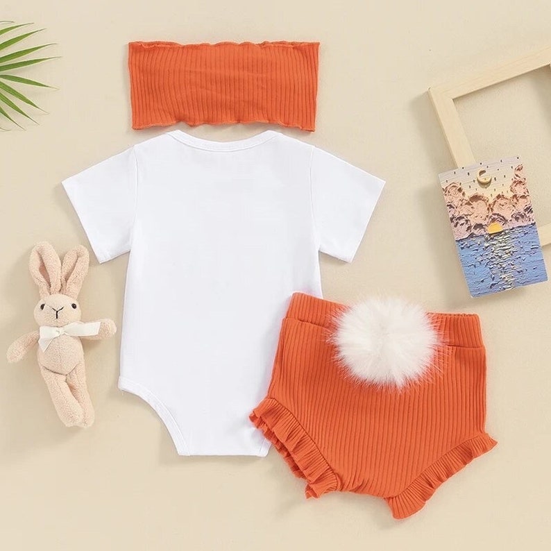 Newborn Baby Girl Easter Outfit Little Bunny Short Sleeve Romper Rabbit