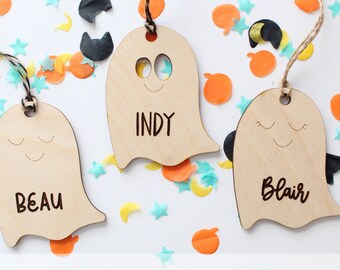 Glowforge 用ハロウィン ゴースト タグ SVG、ハロウィン タグ バンドル、ブー バスケット タグ SVG