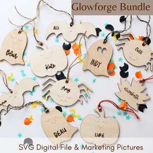 Halloween Tag SVG Bundle For Glowforge, laser file, Boo Basket tag svg, Ghost tag svg, spider tag svg, Halloween Decor SVG,