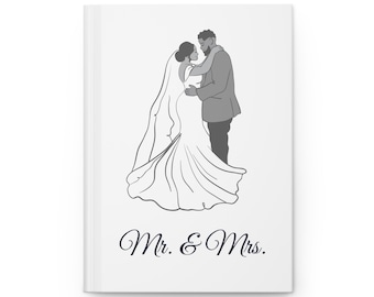 African American Couple Bride Groom Journal Gift Wedding Planner Guest Book Anniversary Black Love Marriage Lined Hardcover Notebook
