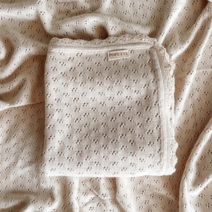 Heirloom pointelle Couverture pour bébé en tricot à l'avoine - 100% coton - cadeau de douche de bébé neutre