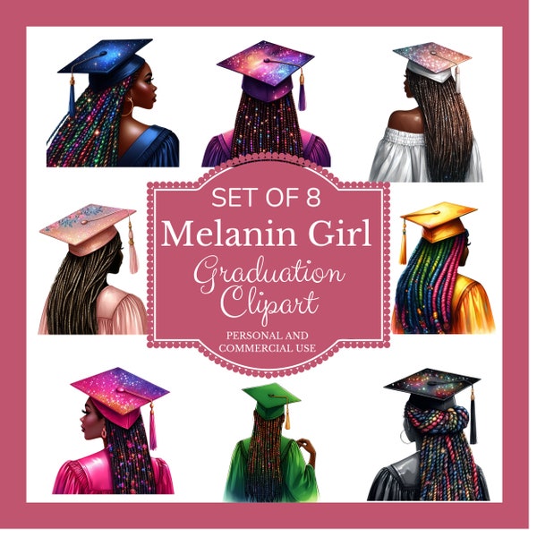 Graduation Clipart Black Woman Graduation Cap And Gown Clear Png Background High School College Instant Download Tumbler  Class of 2024 Png