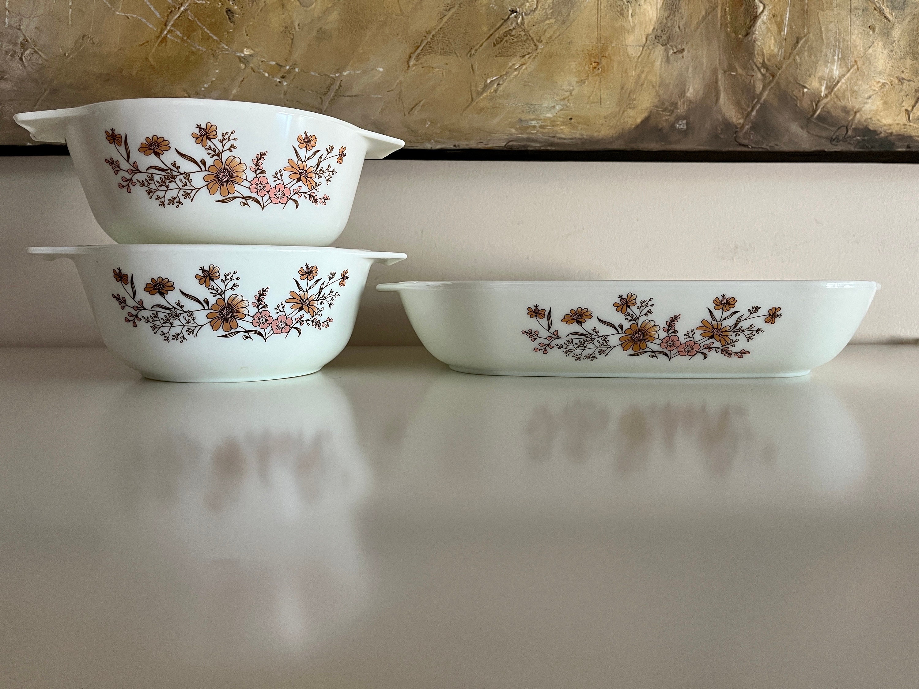 Vintage Pyrex Woodland Country Autumn Handled Dishes Made in
