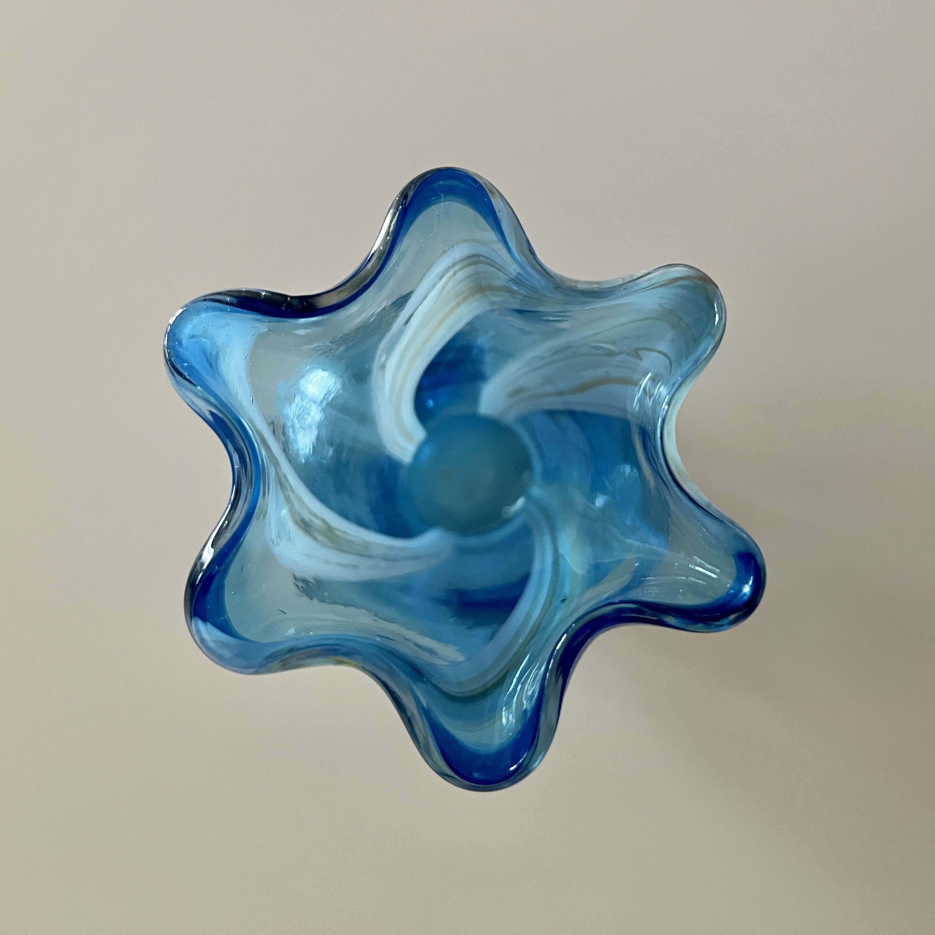 Vintage Light Blue Art Glass Vase With Coloured Swirls & Etsy