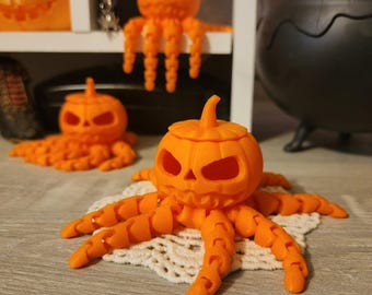 Calabaza de pulpo articulada impresa en 3D: decoración de escritorio para Halloween