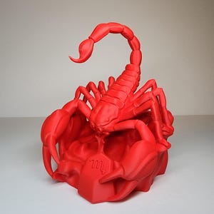3D Printed Scorpio Figurine: Red Astrological Zodiac Decor