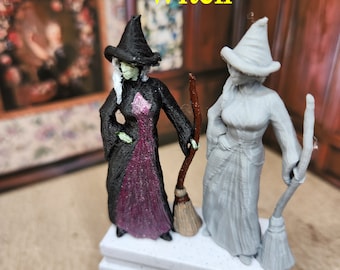 1:24 (half scale) Witch. part of the halloween figures collection, unpainted gray plactic or hand painted for dollhouse or diorama.