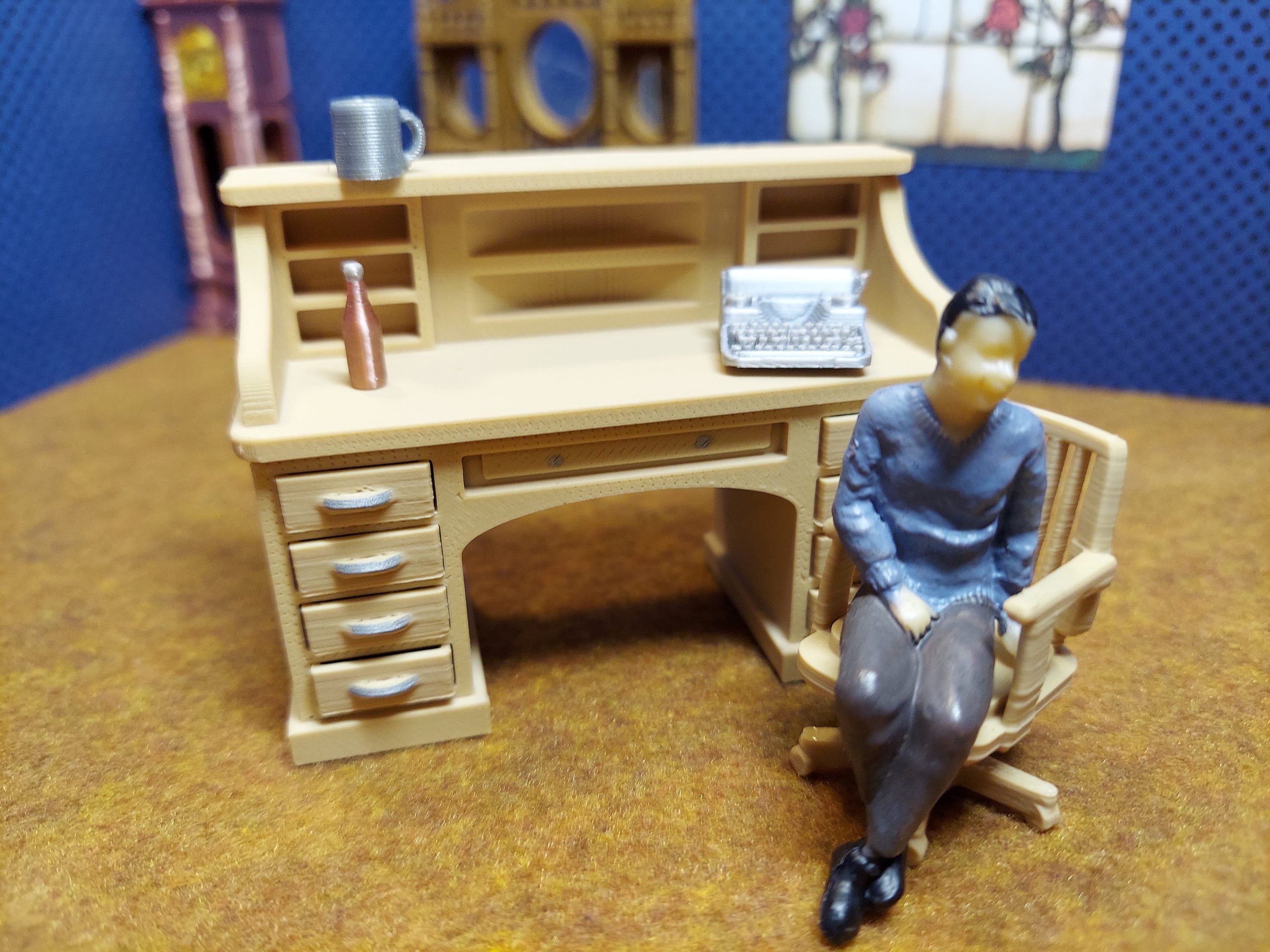 Dollhouse Desk With 8 Working Drawers and Free Office Chair for Dollhouse Miniatures or Diorama 1 24 Scale half Scale Etsy UK
