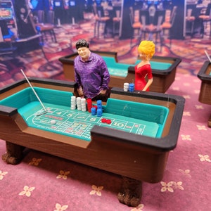 1:24 scale (half scale) Craps Table for your private casino!  Multi color 3d print, for dollhouse or diorama.