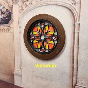 1:24 (half scale) Miniature Stained Glass Windows. Hand painted 3d print for dollhouse or miniature or diorama.