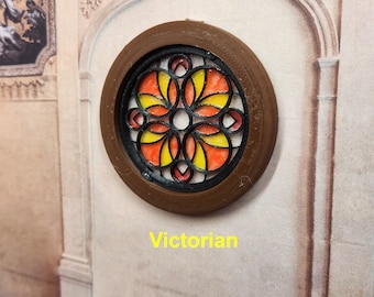 1:24 (half scale) Miniature Stained Glass Windows. Hand painted 3d print for dollhouse or miniature or diorama.