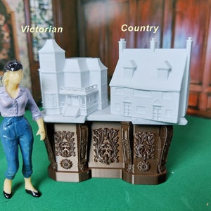 1:24 scale (half scale) it's a dollhouse for your dollhouse. country or victorian. Unpainted but paintable. 3 sizes