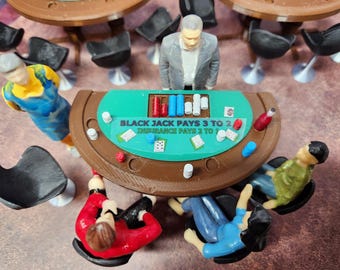 1:24 Half Scale Black Jack Table - Casino Game Decor for Home or Event - Fun Gift for Gaming Enthusiasts