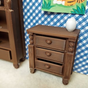 1:24 scale (half scale) kids room dresser with 3 drawers.  part of my 5 piece kids bed room set for dollhouse or diorama