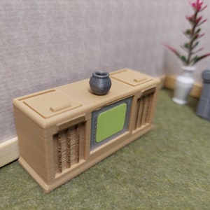 Dollhouse 1950s Tv Console With Turntable Stereo and Vcr With Rabbit ...