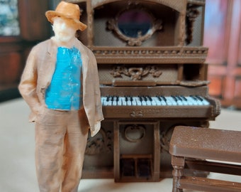 1:24 scale (half scale) Henery  is a 3D printed figure of an older dude with a hat . Available painted or unpainted.