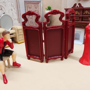 1:24 scale (half scale) 3 panel Changing screen Decorative Screen for dollhouse furniture or diorama  available in 4 colors
