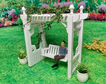 Dollhouse porch garden swing optional gazebo frame 1:24 scale (half scale)