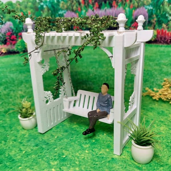 Dollhouse porch garden swing optional gazebo frame 1:24 scale (half scale)