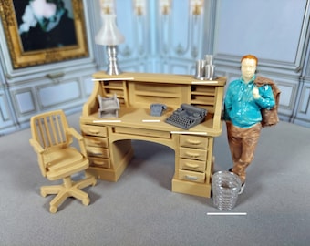 1:24 scale (half scale) 6 peice  desk set  (NO DESK) for dollhouse miniatures or diorama