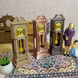 Grandfather clock. 3" tall 1:24 scale (half scale) super cute miniature for dollhouse or diorama