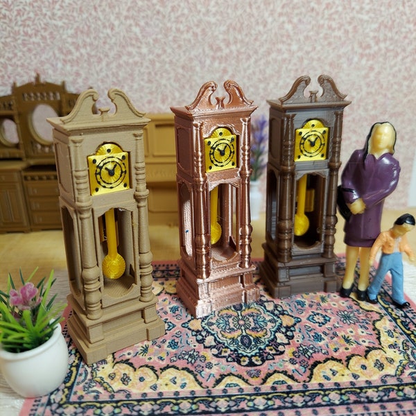 Grandfather clock. 3" tall 1:24 scale (half scale) super cute miniature for dollhouse or diorama