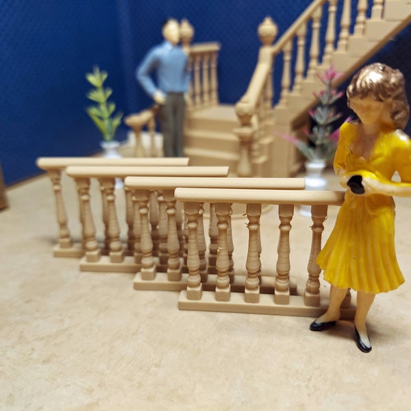 Dollhouse miniature stair railing available in three colors to match my grand staircase  four sections 1:24 scale (half scale)