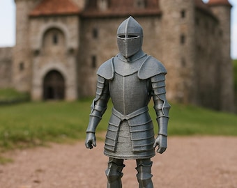 Half scale knight 3d print in brushed silver look  for dolls house or diarama.