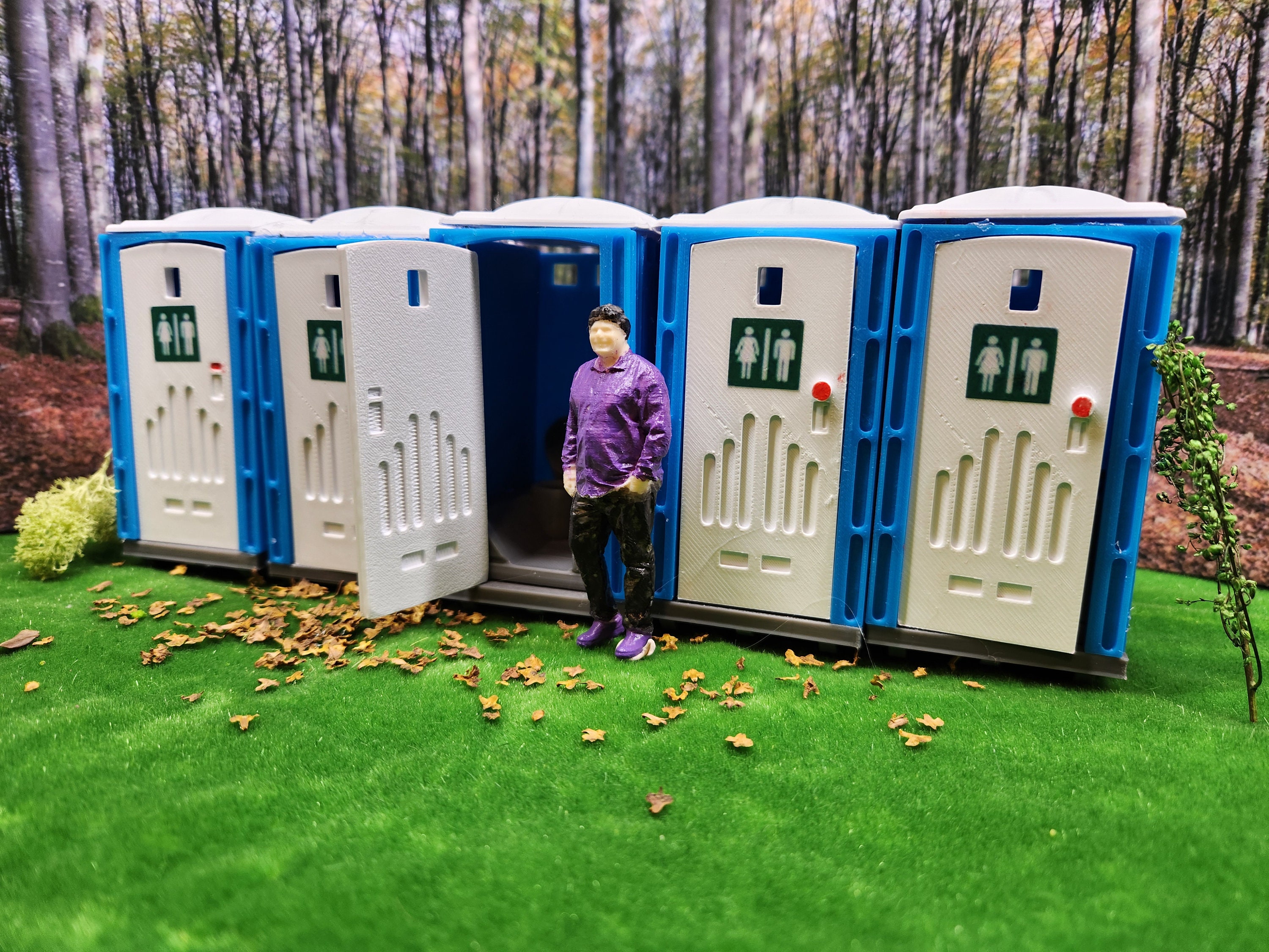 1:24 scale (half scale) 3d printed miniature porta  potty, out house, portable bathroom, for dollhouse.