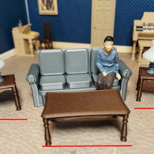 1:24 scale (half scale) set of coffee table and two end tables for dollhouse or diorama