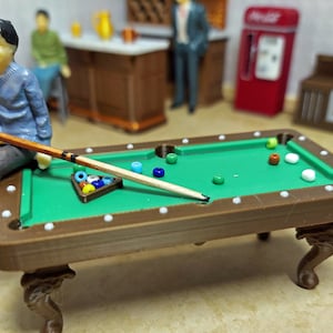1:24 scale (half scale) 3D printed in 3 colors, Pool Table with FREE Pool Rack