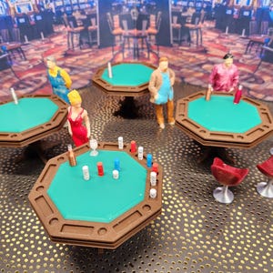 1:24 scale (half scale) Octagon Poker Table for your private casino!  Multi color 3d print, for dollhouse or diorama.