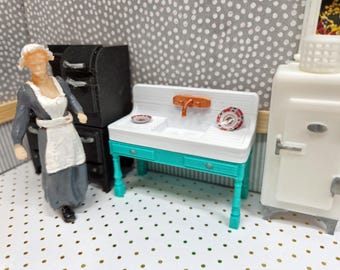 1:24 scale country kitchen farm house sink | miniature realistic dollhouse kitchen décor & accessories